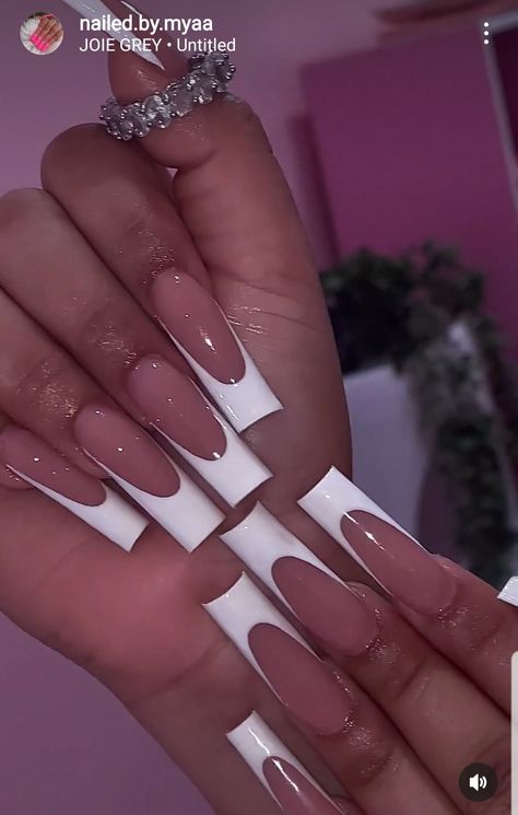 Long Acrylic White Tip Nails, Long Deep French Tip Nails, Frenchies Acrylic Nails Long, Xl French Tip Acrylic Nails, Medium Square Acrylic Nails French Tips, Xl French Tip Nails, Plain Long Nails, Long French Tip Nails Square, Long French Acrylic Nails