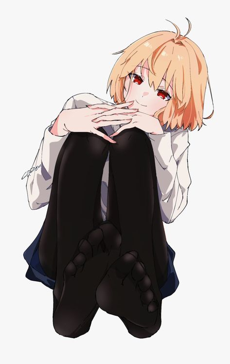 Arcueid Brunestud Tsukihime Remake, Interlocked Fingers, Arcueid Brunestud, Background Hair, Scathach Fate, Head Tilt, Knee Up, Fate Anime Series, Black Pantyhose