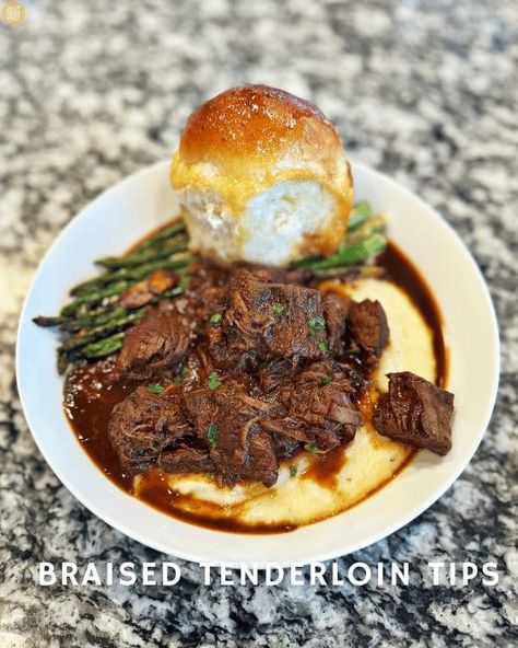 Braised Tenderloin Tips • deepfriedhoney Braised Beef Tips Recipes, Braised Beef Tenderloin, Beef Tenderloin Pieces Recipes, Recipes Using Beef Tenderloin, Beef Tenderloin Tail Recipes, Beef Tenderloin Tips Recipes, Tenderloin Tips Recipe, Beef Tenderloin Tips, Tenderloin Tips