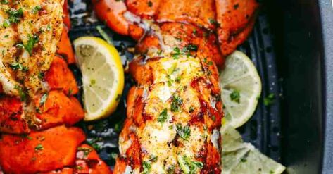 Air Fryer Lobster Tails - NewsBreak Lobster Tail Recipe Air Fryer, Air Fryer Lobster Tails, Air Fryer Lobster, Lobster Tail Recipe, Beef Cabbage Soup, Cooking Lobster Tails, Chicken Parmesan Recipe Easy, Recipe Air Fryer, Ground Beef And Cabbage