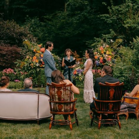 Tiny Wedding Ceremony, Backyard Microwedding, Traditional Vows, Micro Wedding Ceremony, Secular Wedding, Backyard Micro Wedding, Micro Wedding Ideas, Spiritual But Not Religious, Field Wedding