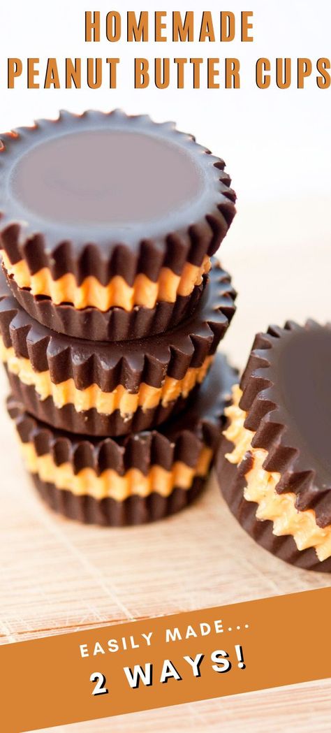 These peanut butter cups are better then store bought! Make homemade peanut butter cups one of two ways. Both are delicious! Ways To Use Peanut Butter, Burger Cups, Mini Peanut Butter Cups, Healthy Peanut Butter Cups, Peanut Butter Cups Recipe, Homemade Peanut Butter Cups, Muffin Papers, Frozen Chocolate, Homemade Peanut Butter