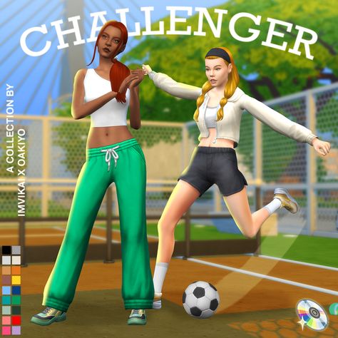 Challenger Collection - oakiyo x imvikai: | oakiyo Sims 4 Workout Cc Patreon, Sims 4 Workout Clothes Patreon, Sims 4 Oakiyo, Sims 4 Cc Disney Patreon, Sims 4 Gym Patreon, Sims Poses, Sportswear Collection, Sporty Shorts, Yoga Set