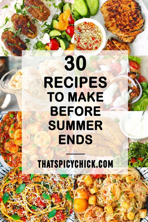 An all-star collection of summer recipes that are super delicious, mostly quick and easy, and must be made before summer ends! #reciperoundup #summer #summerrecipes #hotweatherfood #easyrecipes #summervibes #summerdinners #frozendesserts #grillingseason #BBQ | That Spicy Chick End Of Summer Recipes, Easy Summer Dishes, Grilled Pork Steaks, Easy Summer Recipes, Vietnamese Grilled Pork, Butter Chicken Curry, Easy Breakfasts, Chicke Recipes, Dishes To Make