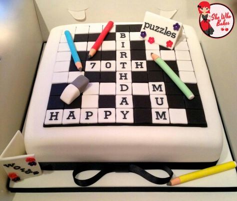 Crossword Crossword Cake Ideas, Crossword Birthday Cake, Crossword Birthday Cards, Crossword Cake, Fun Crossword Puzzles For Adults, Crossword Puzzle Design, Math Crossword Puzzles, 75 Birthday Cake, Rodjendanske Torte