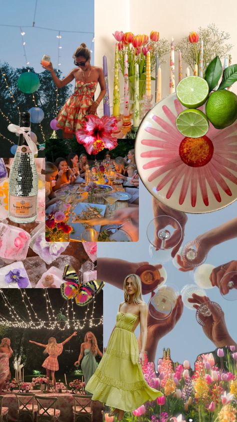 Girlies day in with flowers and spritzers Garden Party Moodboard, Midsommar Food, Party Collage, Friendship Tips, 22nd Bday, Fairy Tea Parties, Garden Party Birthday, Dream Party, Summer Garden Party