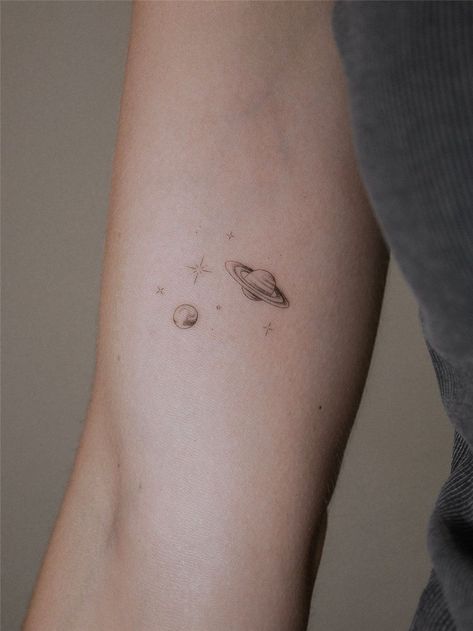 Space Tattoo Simple, Small Galaxy Tattoo, Minimalist Space Tattoo, Rocket Ship Tattoo, Sis Tattoo, Tatus Ideas, Inside Of Arm Tattoo, Year Bucket List, Ink Magic