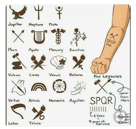 Part 1 of 3: what if we took the SPQR tattoo idea... Tatuagem Percy Jackson, Spqr Tattoo, Percy Jackson Tattoo, Imperiul Roman, Roman Tattoo, Camp Jupiter, Roman Legion, Roman Mythology, Roman History