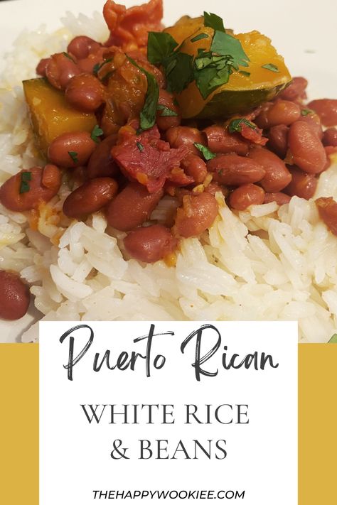 White Rice And Beans Puerto Rican, White Rice And Beans Recipe, Rice And Beans Recipe Puerto Rican, Puerto Rican White Rice, White Rice And Beans, Rice Beans Recipe, Puerto Rican Recipes Rice, Spanish Beans, Rice With Beans