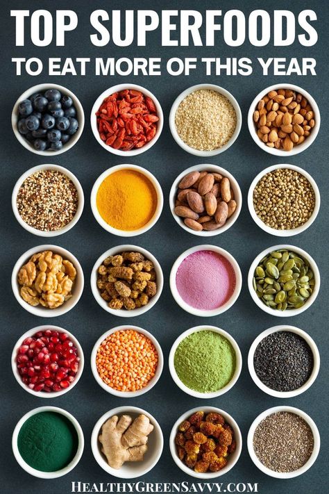 Looking for an easy way to make your diet a bit healthier? Eat more of these nutrient-dense superfoods. Here are some of the top superfoods to consider eating more of this year, plus ways to use them and money-saving tips on sourcing them affordably. #superfoods #healthyfood Top Superfoods, Super Foods List, Healthy Superfoods, Superfood Recipes, Turmeric Benefits, Nutrient Dense Food, Nutrient Dense, Food Lists, Fruit Recipes