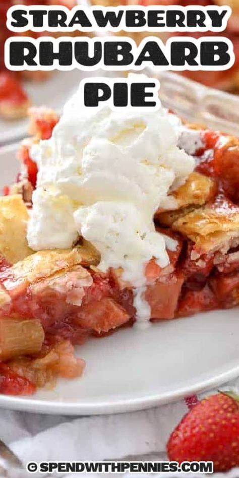 Strawberry Rhubarb Pie Easy Strawberry Rhubarb Pie, Apple Rhubarb Pie, Rhubarb Pie Recipe, Strawberry Rhubarb Pie Recipe, Rhubarb Recipes Pie, Rhubarb Strawberry, Baking Pies, Homemade Strawberry Sauce, Viral Recipes