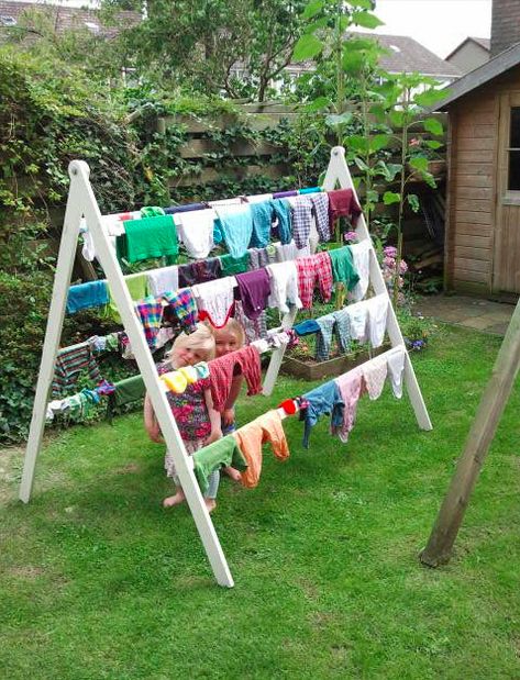 Outdoor Clothes Lines, Clothesline Diy, Outdoor Drying, Outdoor Clothes, Ideas For Living Room, Clothes Drying, Clothes Drying Racks, Easter Hair, Backyard Projects