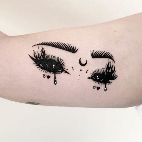 Witch Eyes, Sketchy Tattoo, Emo Tattoos, Eyes Tattoo, Petit Tattoo, Small Pretty Tattoos, Creepy Tattoos, Spooky Tattoos, Heart Tattoo Designs