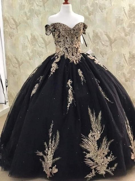 Black And Gold Sweet 16 Dress, Quincenera Dresses Black And Gold, Black And Gold Masquerade Dress, Gold And Black Quinceanera Dresses, Gold And Black Quinceanera Theme, Black And Gold Quince Dress, Black And Gold Quinceanera Dresses, Black And Gold Quince, Black And Gold Ball Gown