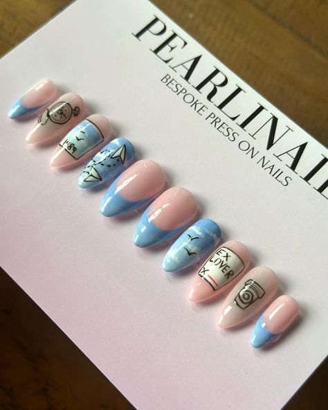 @taylorswift ‘1989’ inspired press on nails!🩵✨ #pressonnails #pressons #pressonnailsforsale #pressonnailslovers #nails #nailsnailsnails #nailsart #love #loveyourself #1989 #taylorswifttickets #taylorswiftartwork ##taylorswiftart ##eras #erastour 1989 Nails, Ruby Nails, Taylor Swift Nails, Taylor Swift Tickets, Concert Nails, Taylor Swift Merchandise, Gel Nails French, Country Nails, Nails Inspired