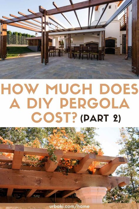 Diy Covered Pergola Attached To House, Pergola Between Two Buildings, Diy Louvered Pergola, Inexpensive Pergola Ideas, Diy Attached Pergola, Build A Pergola Diy, Diy Simple Pergola, How To Build A Pergola Attached To House, Pergola Against House