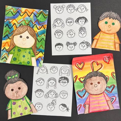 Christian Robinson Art Project, Teach Kids To Draw, Grade 1 Art, Falcon Art, Art School Kids, Christian Robinson, Self Portrait Art, Art Fundraiser, First Grade Art