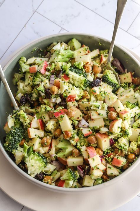 Fall Broccoli Salad, Apple Chickpea Salad, Apple Broccoli Salad Recipe, Apple And Broccoli Salad, Broccoli And Apple Salad Recipe, Brocoli Apple Salad Recipes, Broccoli Salad With Apples, Chickpea Apple Broccoli Salad, Honeycrisp Apple Broccoli Salad