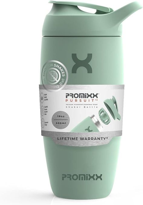 Amazon.com: Promixx Pursuit Shaker Bottle Insulated Stainless Steel Water Bottle and Blender Cup, 18oz, Seagrass Green : Health & Household Blender Cup, Blue Health, Kitchens Luxury, Protein Shaker, Green Sports, Shaker Bottle, Amazon Must Haves, Insulated Bottle, Unique Kitchen