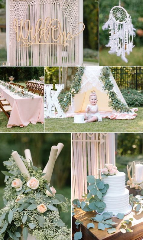 Wild One Dreamy Boho First Birthday Party #bohofirstbirthday #wildonefirstbirthdayparty #firstbirthdaypartyideas #bohobirthdayparty #girlfirstbirthdayparty Wild One Boho 1st Birthday Girl, Boho Wild One First Birthday Girl, Wild One Birthday Party Girls Diy Boho, Wildflower Wild One Birthday, Nature Theme First Birthday, Wildflower One Birthday Party, Wild Flower 1st Birthday Girl, Wild One Birthday Party Girls Flowers, Woodland 1st Birthday Girl