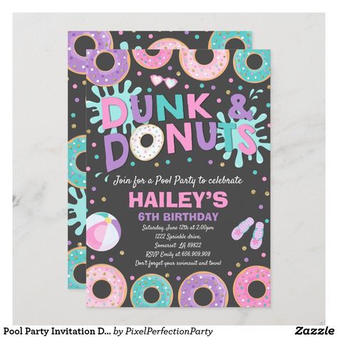 Donut Pool Float, Donut Pool, Pool Party Cakes, Pool Party Games, Donut Themed Birthday Party, Pool Party Themes, Grown Up Parties, Summer Party Invitations, Donut Birthday Parties