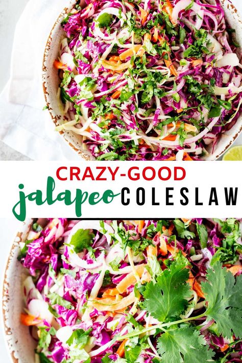 Jalapeno Slaw Recipes, Apple Cole Slaw For Pulled Pork, Coleslaw Recipe For Brisket, Pickled Slaw For Tacos, Jalapeno Coleslaw Recipes, Cole Slaw Recipe No Mayo, Jalapeño Coleslaw, Spicy Coleslaw Recipe, Mexican Coleslaw Recipe