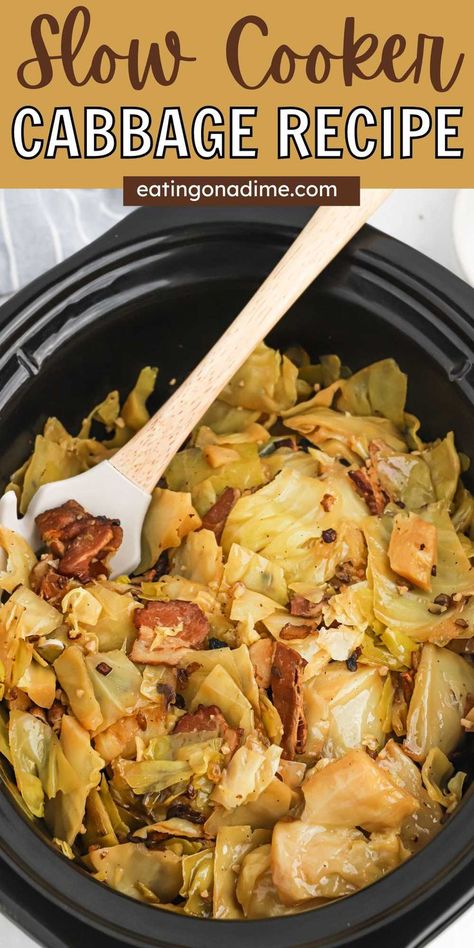 Cooked Cabbage Recipes, Crockpot Cabbage, Cabbage Slow Cooker, Slow Cooker Cabbage, Crockpot Cabbage Recipes, Best Cabbage Recipe, Cabbage Recipes Southern, Easy Cabbage Recipes, Cabbage Side Dish