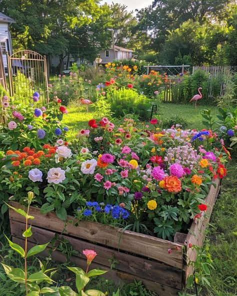 Cottagecore Outdoor Decor, Cottage Flower Garden Aesthetic, Cottagecore Yard, Cottagecore Backyard, Flower Garden Backyard, Backyard Flower Garden Ideas, Flower And Vegetable Garden, Small Flower Garden, Taman Vintage