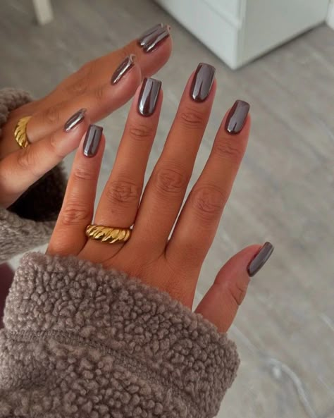 Chocolate Chrome, Brown Nails Design, Cute Nails For Fall, Manicure Inspiration, Nail Polish Ideas, Classic Nails, Polish Ideas, Glass Nails, Trendy Nail