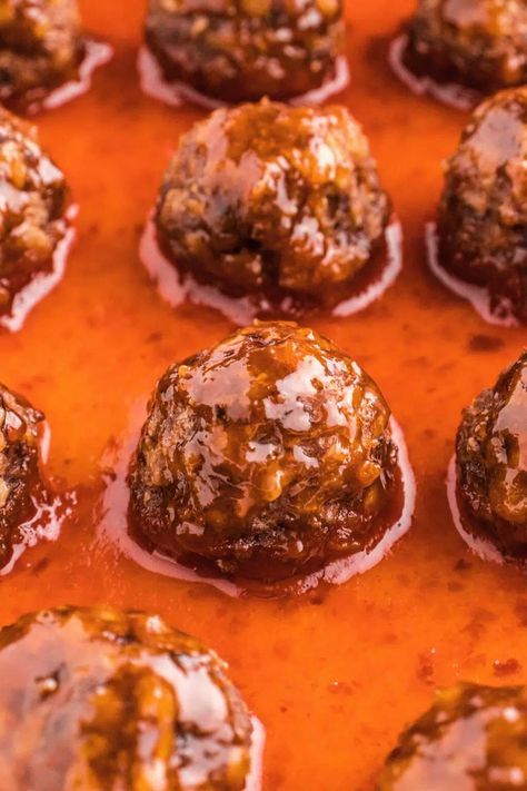 Sweet N Sour Meatballs, Sweet And Sour Meatballs Recipe, Oven Baked Meatballs, Baked Meatballs, Spicy Meatballs, Sweet And Sour Meatballs, Spicy Brown Mustard, Meatball Recipes Easy, Sweet And Sour Sauce