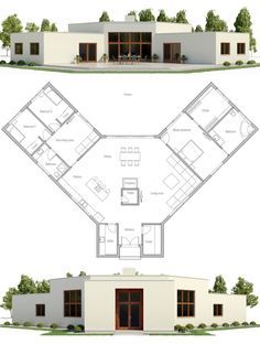 Modern Minimalist House Plan Minimalist House Layout, Modern U Shaped House, Minimalist House Design Interior, Minimalist House Ideas, Modern Minimalist House Plan, Minimalist House Plan, Quonset Homes, Quonset Hut, Modern Minimalist House