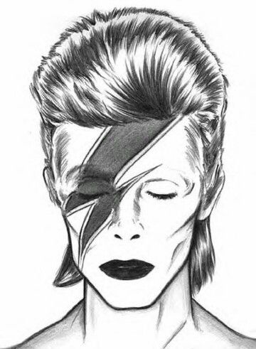 David Bowie Ziggy Stardust Drawing, Rock Music Drawing, Face Outline Tattoo, David Bowie Drawing, Bowie Drawing, David Bowie Tattoo, 70 Birthday, David Bowie Tribute, David Bowie Art