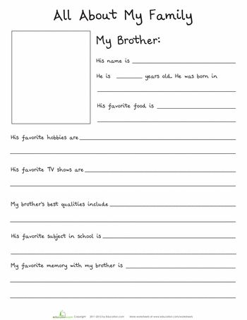 Worksheets: All About My Brother My Family Worksheet, All About My Family, Creative Writing Exercises, About My Family, Family Worksheet, All About Mom, Writing Exercises, Descriptive Writing, Grammar Worksheets