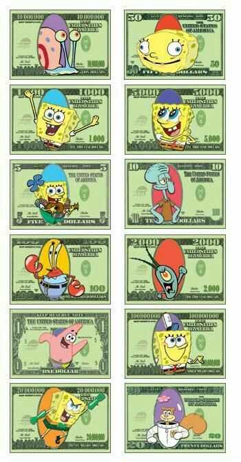 Spongebob Money, Printable Spongebob, Spongebob Crafts, Birthday Spongebob, Bob Sponge, Spongebob Birthday Party, Pump And Dump, Spongebob Party, Spongebob Square