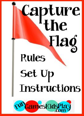 How to play the game of Capture the Flag - Rules, set up and instructions for the fun group game.    More outdoor games for kids at fungameskidsplay.com Schoolers Activities, Flag Activities, Nerf Games, Group Games For Kids, Summer Camp Games, Flag Game, Fun Group Games, Outside Games, Nerf Party