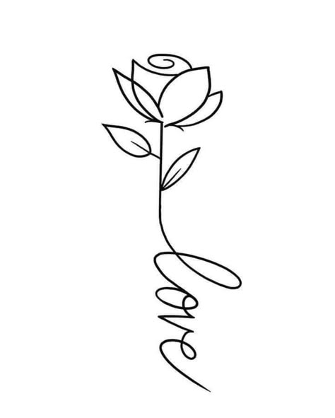 Small Line Tattoos For Women, Small Tattoo Stencils, Love Line Art, Tato Henna, Idee Cricut, Pola Sulam, Line Art Design, 자수 디자인, Flower Tattoo Designs