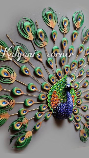 Peacock Wall Hanging, Craft Watch, Ganapati Decoration, Wall Art Diy Paint, Hanging Craft, Feather Wall Art, Wall Hanging Crafts, Wall Art Diy, Diy Paint