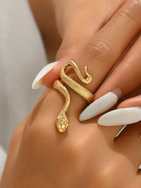 1pc Unique Trendy Niche Design Snake Opening Ring, Suitable For Daily Wear By WomenI discovered amazing products on SHEIN.com, come check them out! Diy Y2k, Snake Ring Gold, Snake Rings, Silver Pants, Full Finger Rings, Gold Color Ring, Great Gifts For Women, Bow Accessories, Snake Patterns