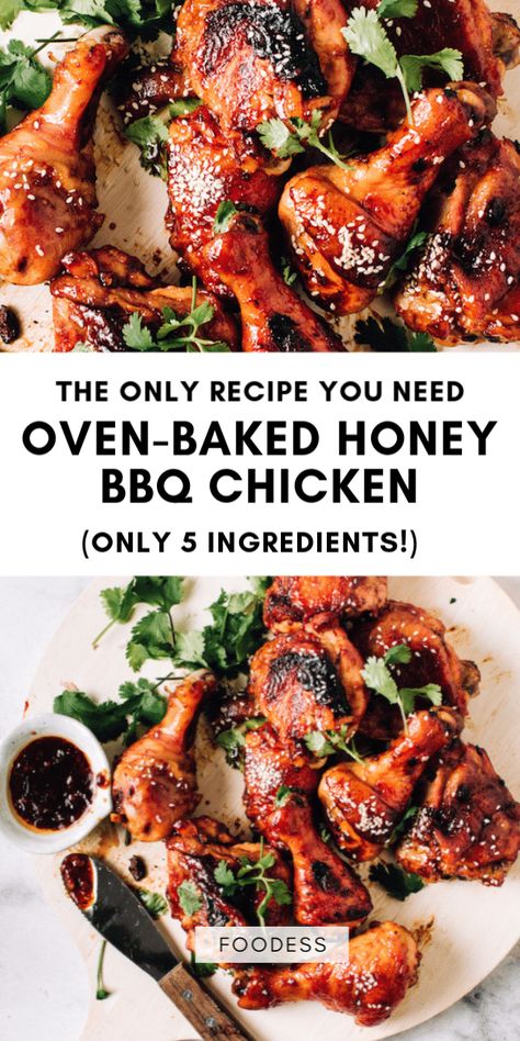 Truly the best oven-baked BBQ chicken drumsticks and legs recipe, perfect for an easy weeknight dinner with a sticky homemade honey BBQ sauce. Only one dish dirtied and 5 ingredients (including chicken!) required. Chicken Drumettes Recipes, Chicken Leg Dinner, Drumstick Chicken Recipes Oven, Chicken Leg Recipes Oven, Skinnytaste Chicken, Chicken Drumstick Recipes Oven, Homemade Honey Bbq Sauce, Drumstick Recipes Oven, Bbq Drumsticks