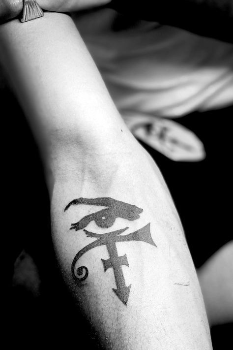 Tattoo uploaded by Mandel • Prince Love Symbol Collaborated With His Eye #Prince #Symbol #Love • 1295877 • Tattoodo Prince Symbol Tattoo, Prince Tattoo Ideas, Prince Love Symbol, Tattoo Real, Prince Tattoo, Rain Tattoo, Unique Forearm Tattoos, Prince Symbol, Love Symbol Tattoos