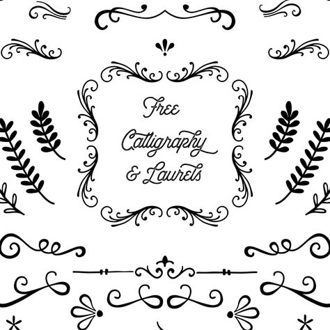 Free Laurels and Calligraphy Shapes Flourish Svg Free, Free Flourish Svg, Swirl Svg Free, Free Flourish Svg Files For Cricut, Free Stencils Printables Templates, Stencils Printables Templates, Text Dividers, Free Stencils Printables, Doodle Fonts