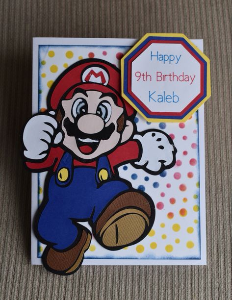 Mario Cards Birthdays, Mario Birthday Card Ideas, Mario Birthday Cards Diy, Super Mario Birthday Card, Mario Birthday Card, Paper Luigi, Birthdays Cards, Cricut Birthday Cards, Random Tips