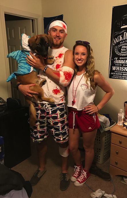 Shark Attack Family Halloween Costume Lifeguard, Surfer/Shark Victim, Shark Shark Bite Costume, Shark Week Costume, Lifeguard Halloween, Surfer Costume, Lifeguard Costume, Cute Dog Halloween Costumes, Shark Halloween Costume, Shark Baby Costume, Diy Fantasia