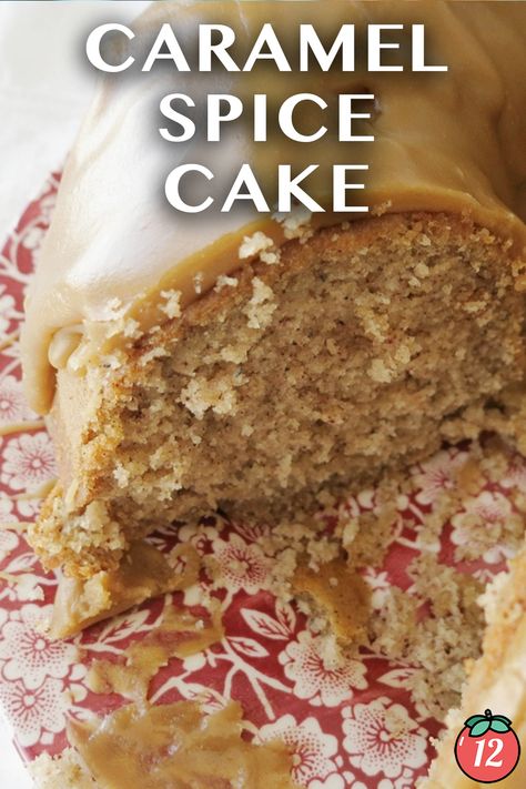 Carmel Glazed Spice Cake, Recipe Using Spice Cake Mix Recipes, Spice Cake With Caramel Icing, Spice Cake With Caramel Frosting, Caramel Spice Cake, Spice Cake Mix Recipes, Spice Bundt Cake, Spice Cakes, Moist Spice Cake