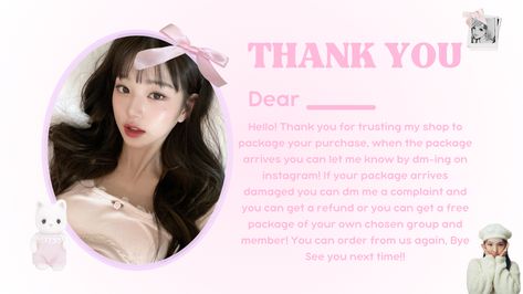 Kpop Trading Thank You Note, Kpop Thank You Card Template, Kpop Thank You Card, Happy Mail Kpop, Kpop Freebies, Photocards Template, Thanks Note, Sticker Inspo, Birthday Freebies