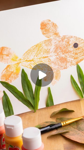 Senior Summer Crafts, Fish Crafts For Toddlers, Leaf Painting For Kids, Fish Activities For Preschool, Leaf Activities For Kids, Leaf Art For Kids, Leaf Crafts Kids, New Year Crafts For Kids, Nature Toys