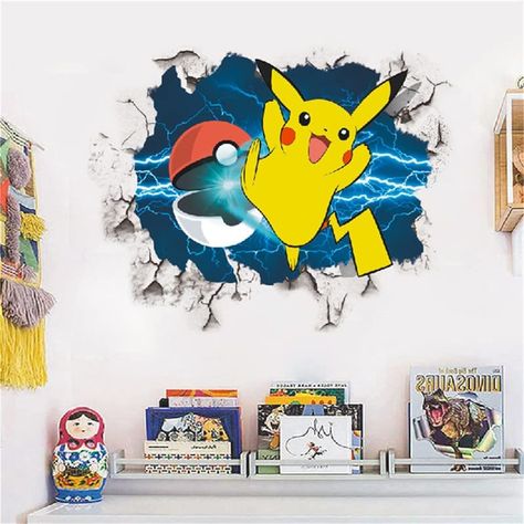 Pokemon Wall Decal Bedroom Decor for Pokemon fans #pokemonwalldecal #pokemonbedroomdecor #pokemonwallsticker #pikachuwalldecal Pokemon Wall Stickers, Pokemon Wall Decals, Pokemon Bedding, Wall Decal Bedroom, Pokemon Decor, Pokemon Room, Boys Bedroom Makeover, Kids Room Wall Stickers, Kids Rooms Diy