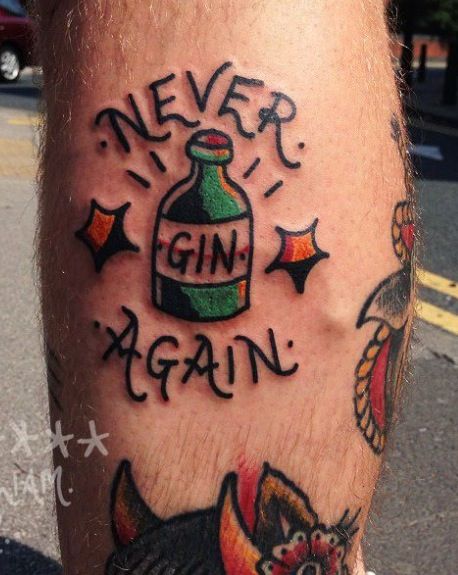 Never Again Tattoo, Again Tattoo, Dumbest Tattoos, Gap Filler Tattoo, Filler Tattoos, Sailor Jerry Tattoos, Bottle Tattoo, Tattoo Portfolio, Traditional Tattoo Flash