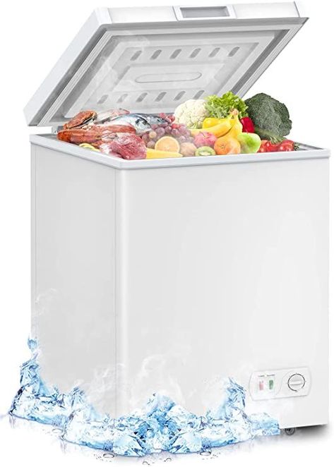 LifePlus Compact Chest Freezer 7 Adjustable Temperature, Deep Freezer with Removable Basket, Top Open Door Freezer Upright for Apartment Home (3.5 Cuft) Deep Freezer, House Essentials, Plastic Basket, Plastic Baskets, Upright Freezer, Chest Freezer, Door Shelves, White Chests, Open Door