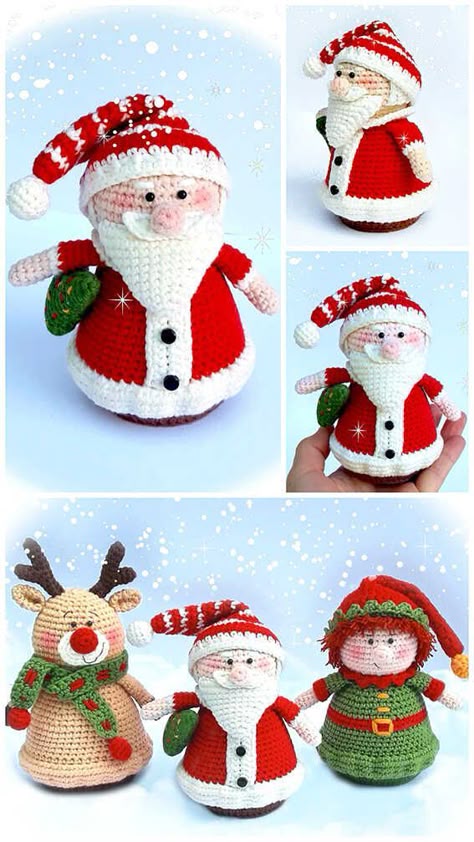 crochet amigurumi free patterns Amigurumi Santa Claus, Amigurumi Santa, Christmas Crochet Patterns Free, Crochet Christmas Gifts, Santa Patterns, Crochet Santa, Crochet Xmas, Crochet Christmas Decorations, Crochet Amigurumi Free Patterns